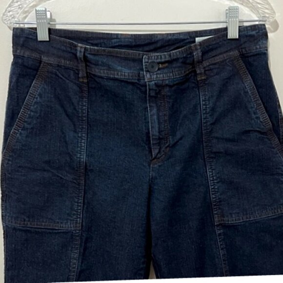 Eileen Fisher Cropped Capri Denim Pants Jeans Tie Cuffs - Picture 3 of 6